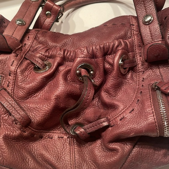 B Makowsky Brown Leather Boho Tote with handles - Picture 3 of 5